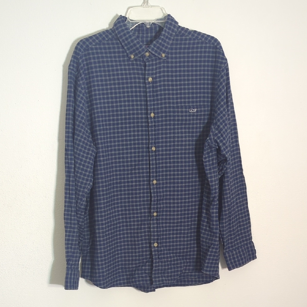 Vineyard Vines‎ Men's Button Down Plaid Shirt Classic Fit Tucker Blue Size XL